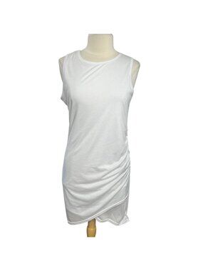 BTFBM Tank Dress Womens Large White Sleeveless Ruched Bodycom New